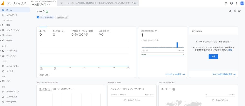 アナリティスク画面